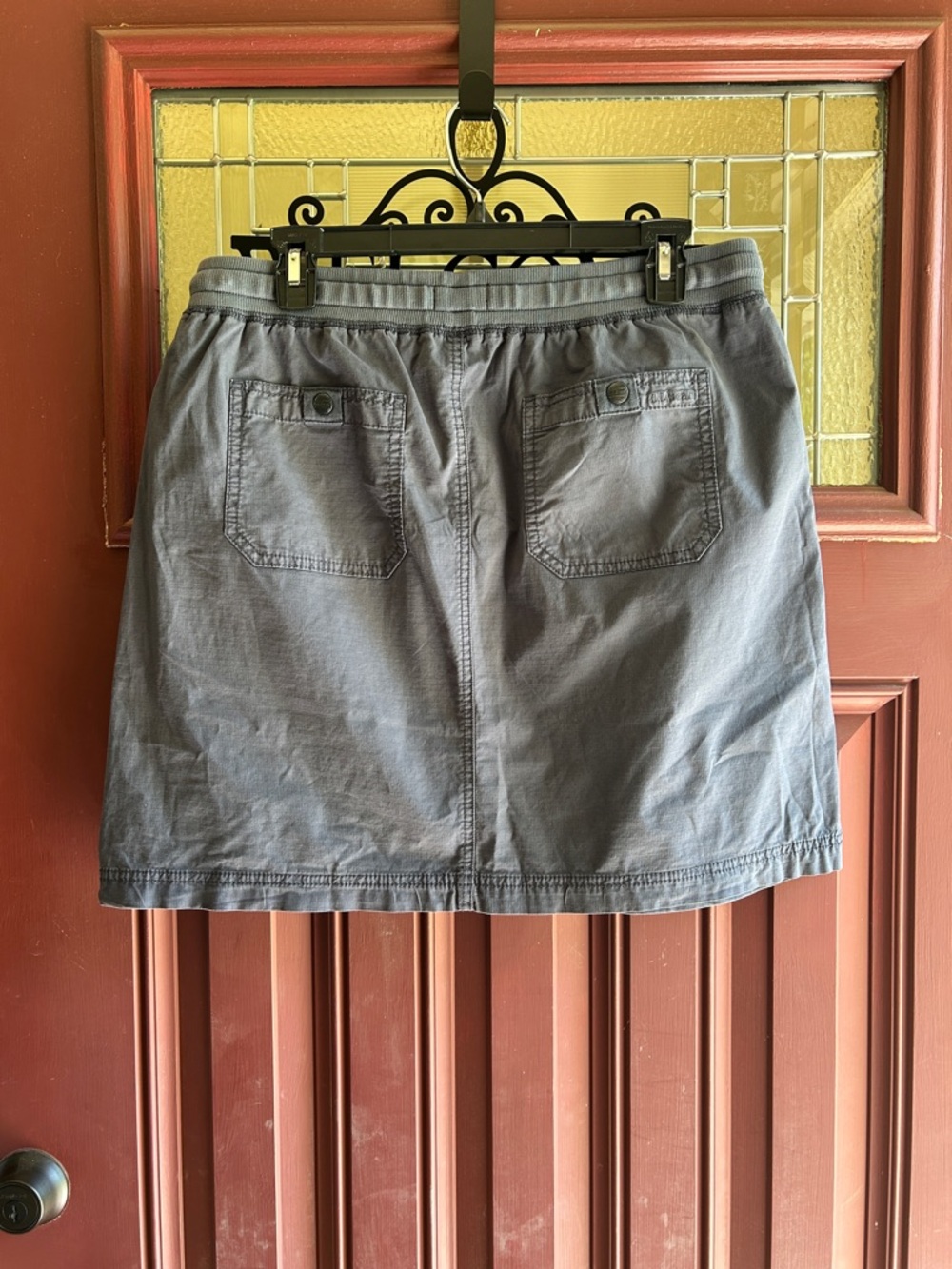 L.L. Bean Light Gray Ripstop Drawstring Skirt - Picture 2 of 4